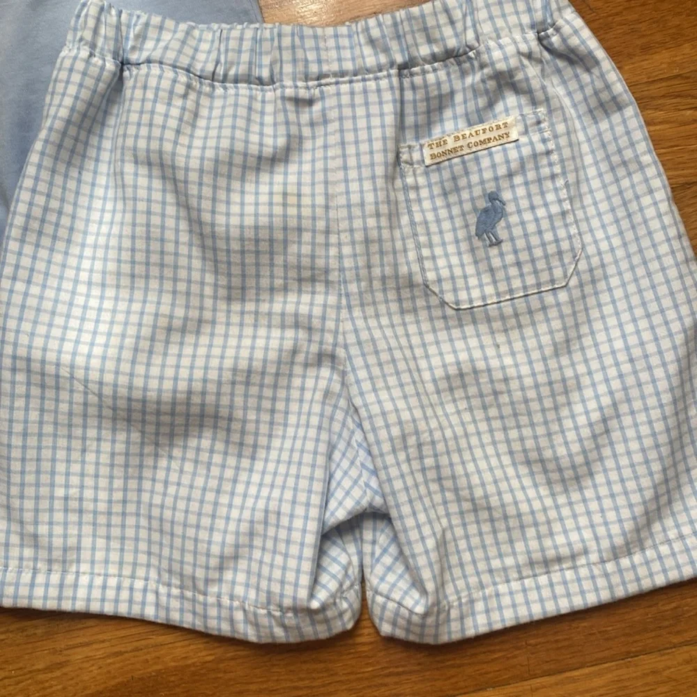 Beaufort Bonnet Company blue polo and plaid pull on shorts 6 - Picture 3 of 6